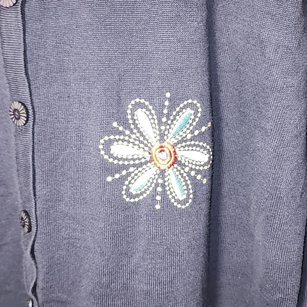 North Style size XL Deep Purple Cardigan Embroidered Cottage-core Vintage Bright - Picture 3 of 7